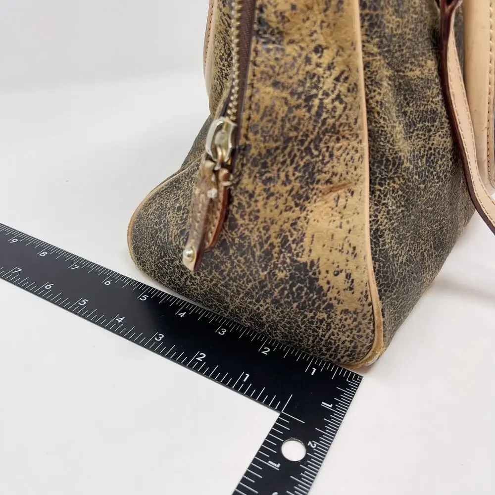 Michael Kors Brown Ultra Distressed Satchel Leather Bag Zip Top Crossbody Strap - Picture 15 of 16